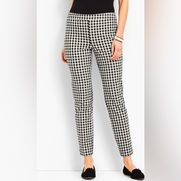Talbots Chatham Ankle - Gingham Women’s Pants Black & White Bi-Stretch Cotton - Picture 1 of 12